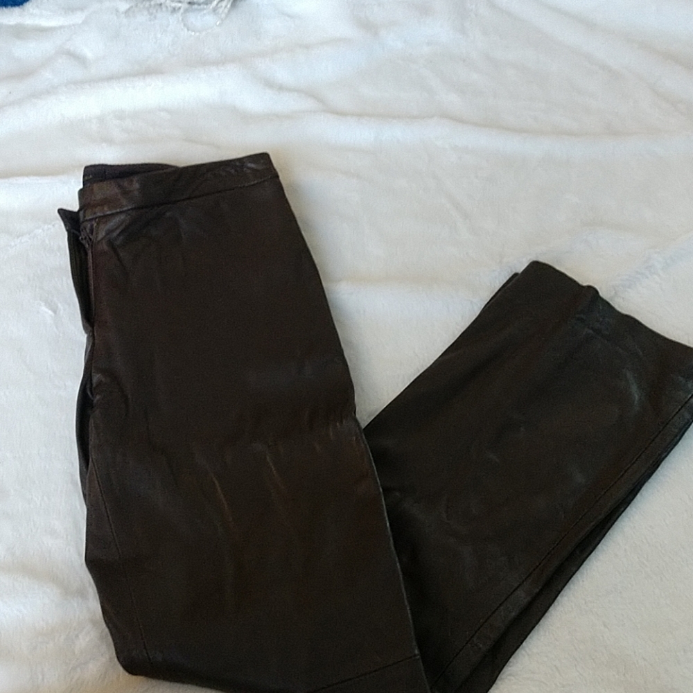 BCBG authentic brown leather pants